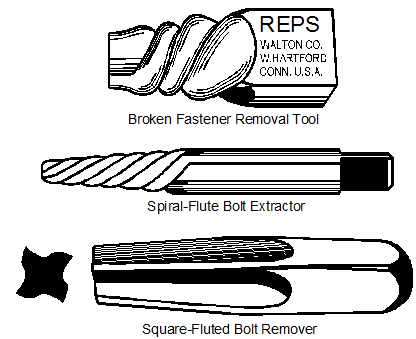 Broken bolt and screw extractors.