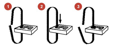 Diagram showing changing a bandsaw blade.